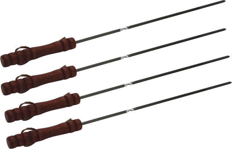 Metal grilling skewers for kebabs 40 cm with wooden handle (4 pcs)