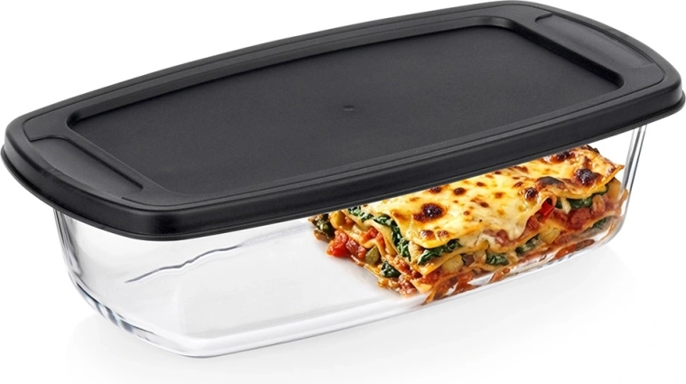 Varmebestandig glasskål med låg 1,5 l