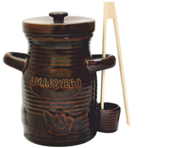 Ceramic fermentation jar 1.5 l with lid and tongs