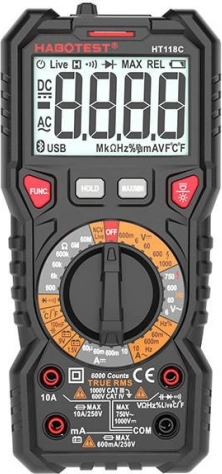 Multimètre numérique true rms avec test de batterie habotest ht118c