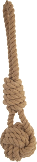 Hondenspeeltje touw met bal beige 25 cm