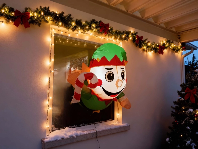 Inflatable Christmas Window Elf with LED Lighting 90 cm