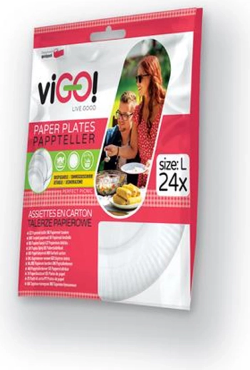 Papirtallerkener VIGO 23 cm, 24 stk.