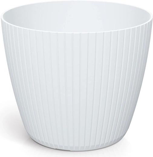 Vaso per piante in plastica Lamia 23,8 cm – bianco, design moderno rigato