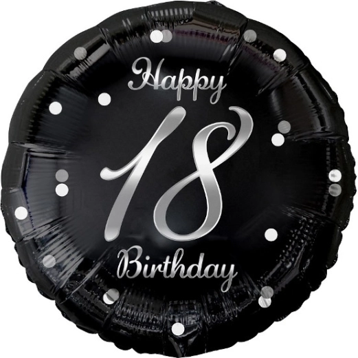Palloncino in foil Happy 18 Birthday nero 18"