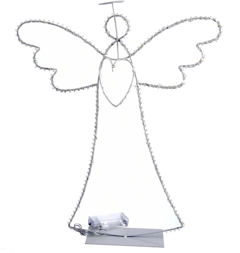 Angelo in metallo con aureola LED bianco