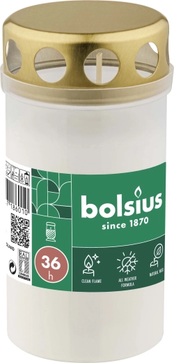 White graveyard candle 13 cm, up to 36 hours burn time