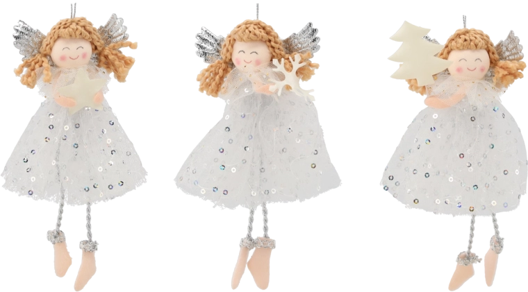 Décoration de Noël suspendue ange 7,5 × 16 cm (motifs assortis)