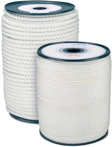 Braided polyamide cord with core 3 mm, white, 200 m