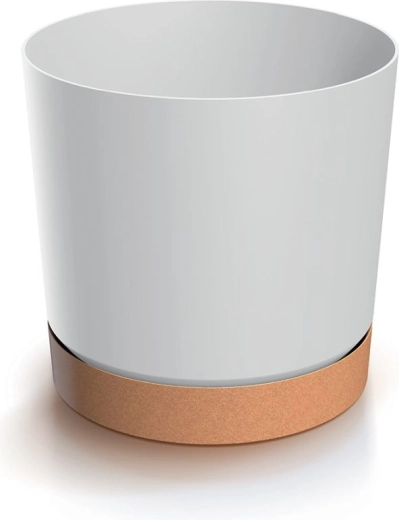 Vaso con sottovaso TUBO PM 29,2 cm bianco naturo ECO
