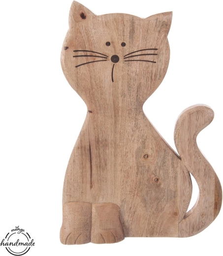 Décoration en bois chat Mango Micka 50 cm
