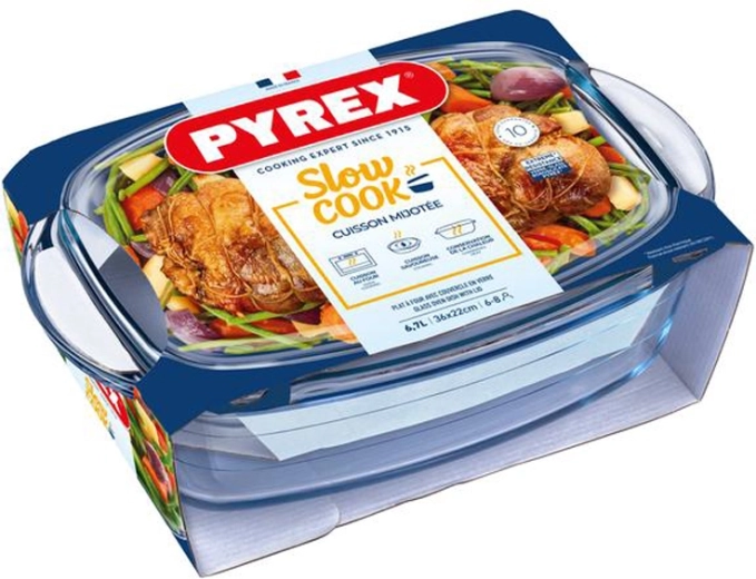 Plat en verre avec couvercle PYREX 6,7 l