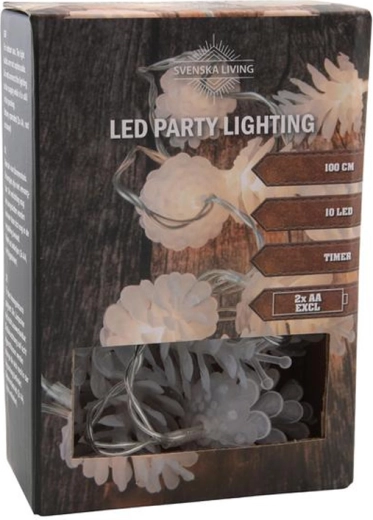 Lyskæde med timer 10 LED kogler 100 cm