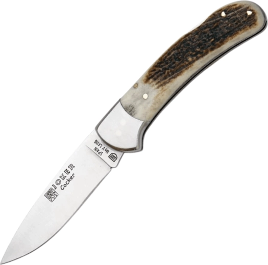 Pocket outdoor knife Joker Cocker, 9 cm, satin, stag antler