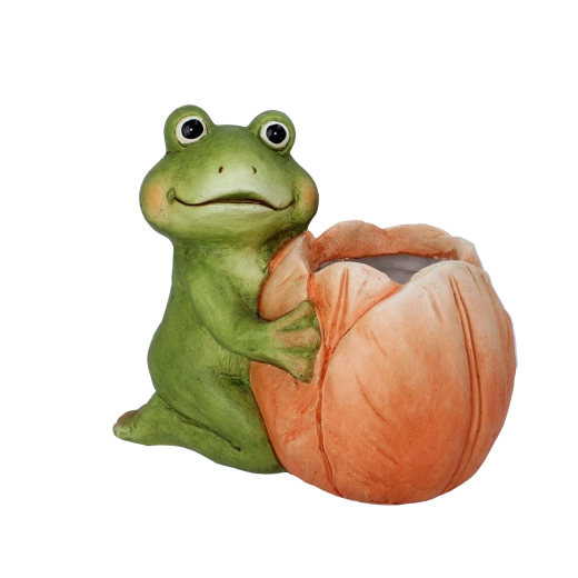 Garden Planter Frog with Flower