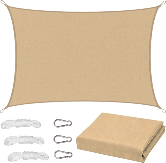 Voile d’ombrage de jardin imperméable rectangulaire beige 200 × 300 cm