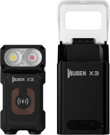 Wuben X3 compact flashlight 700 lm with aluminum charging box, black