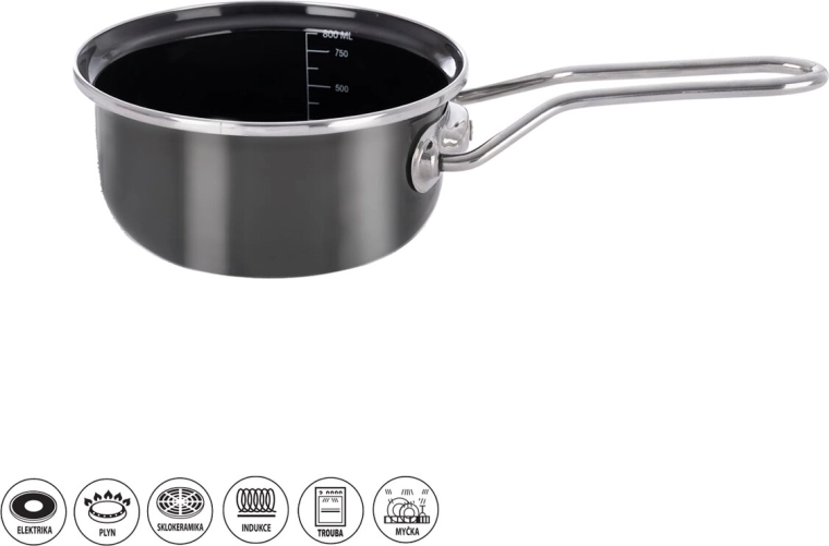 Casserole émaillée Metalic avec bord renforcé 16 cm