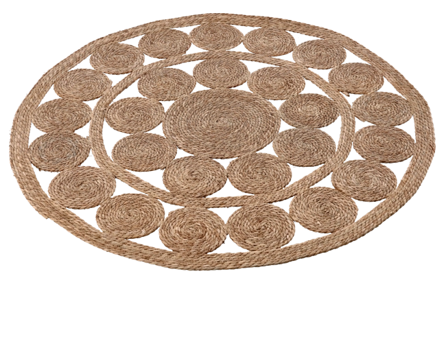 Okřihlá podlahová rohož z mořské trávy 120 cm