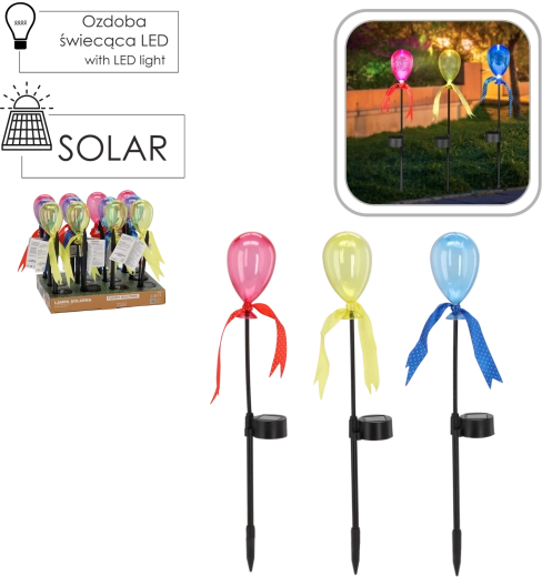 Lampe solaire de jardin en forme de ballon, assortiment de couleurs, 44 cm