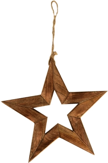 Hangende decoratie ster van mangohout