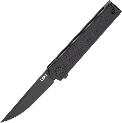 CRKT CEO Microflipper coltello tascabile nero Drop Point 6 cm, manico in alluminio
