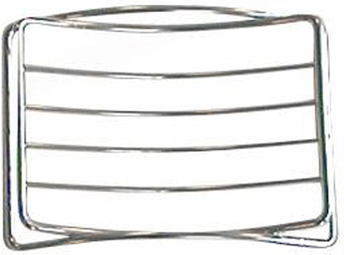 Wire soap dish, chrome-plated metal, 11.9 × 9.1 × 2.4 cm