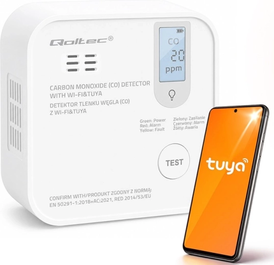 TUYA Wi-Fi Carbon Monoxide Detector with LCD Display and LED Alarm