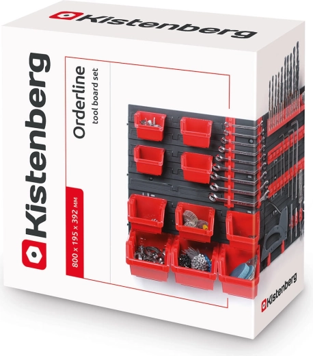 Hanging tool organizer with 10 boxes ORDERLINE, 800 × 195 × 400 mm