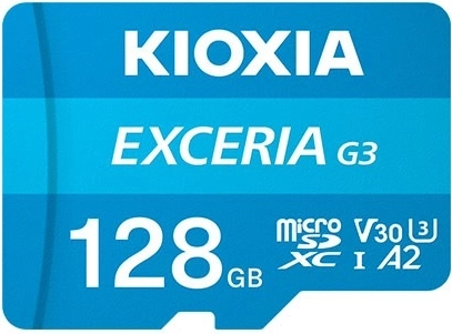 KIOXIA EXCERIA G3 microSD card 128 GB UHS‑I U3 V30 with adapter