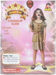 Robe de carnaval clown effrayant pour filles 110–120 cm