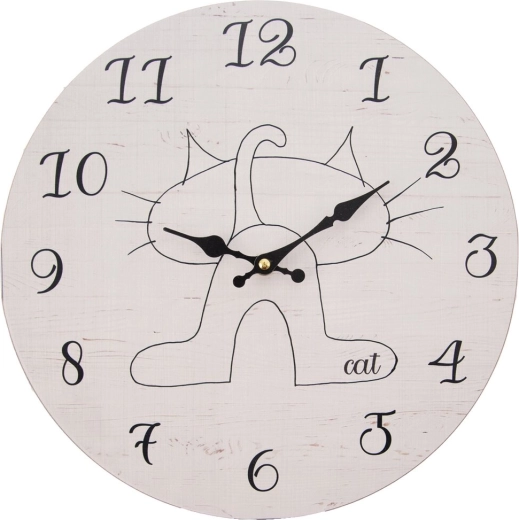 Horloge murale en bois Cat, diamètre 34 cm