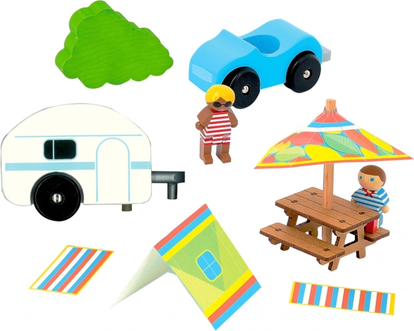 Jeujura figurine in legno per costruzioni Vacanza in campeggio