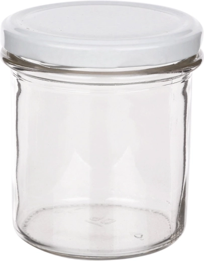 Set di 6 vasetti in vetro da 350 ml con coperchio bianco fi 82
