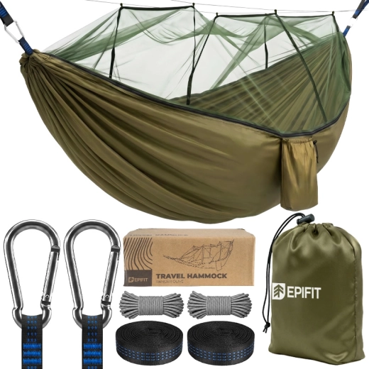 Toeristische hangmat RANGER met muggennet olive