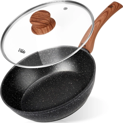 Padella in granito con coperchio in vetro GRANITICA WOOD 24 cm, 2,2 l