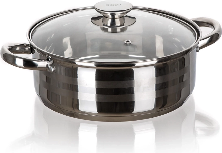 Stainless steel casserole with glass lid 28 cm LIVING, 6.6 l