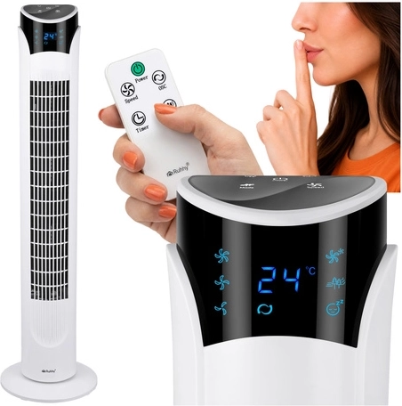 Ventilatore a colonna Ruhhy con telecomando e LED, bianco, 83 cm