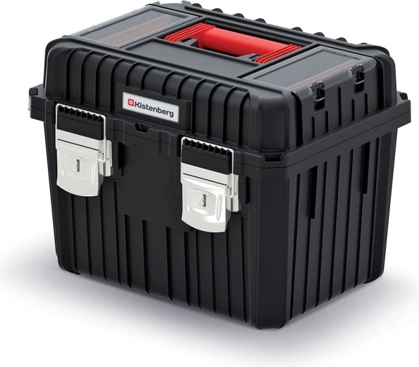 Toolbox with metal locks HEAVY 445 × 360 × 337 mm, black