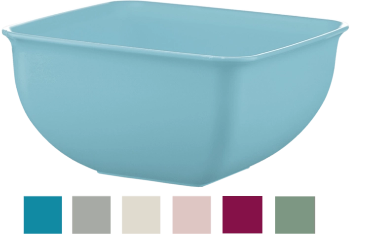 Square plastic bowl 3.8 l, pink