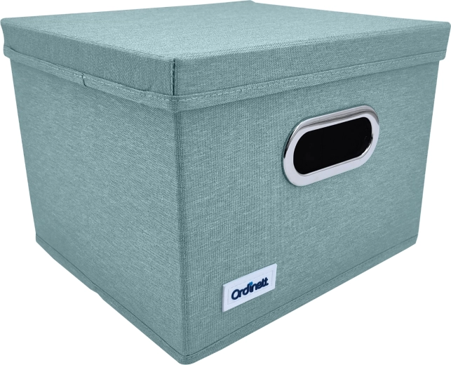 Scatola portaoggetti tessile con coperchio, menta 28,5 × 25,5 × 20,5 cm