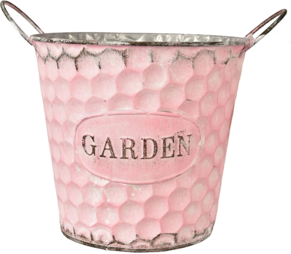 GARDEN metal flower pot (cover), pink, square 17 × 17 × 18 cm