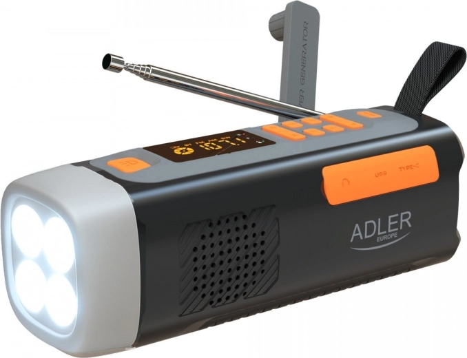 Noodradio met paneel en dynamo ADLER AD 1920, Bluetooth en powerbank 4500 mAh