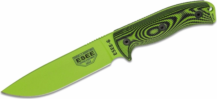 ESEE Model 6 Venom survival knife 16.5 cm, neon black-green, G10, sheath