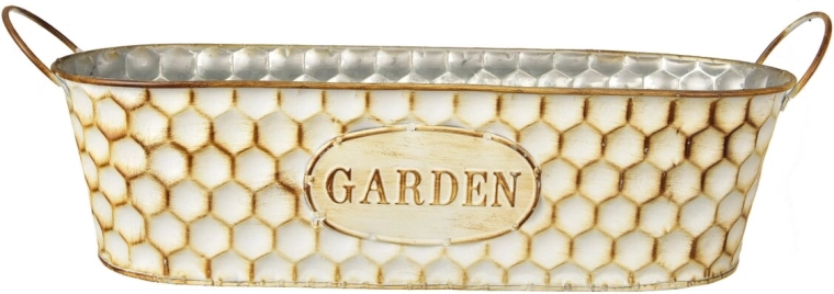 GARDEN metal flower pot cover, beige, 37 × 10 × 10 cm