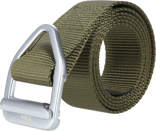 Tactical belt green with metal D-ring buckle 125 cm