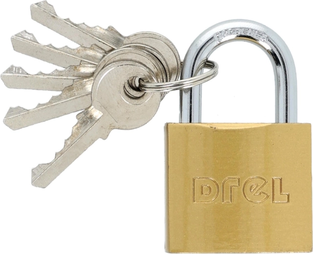 Brass padlock 30 mm, 5 keys