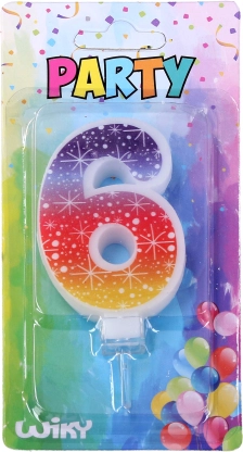 Świeczka imprezowa cyfra 6 Gwiazdy