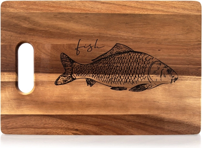 Planche à découper en bois d’acacia 36 × 24 cm avec poignée