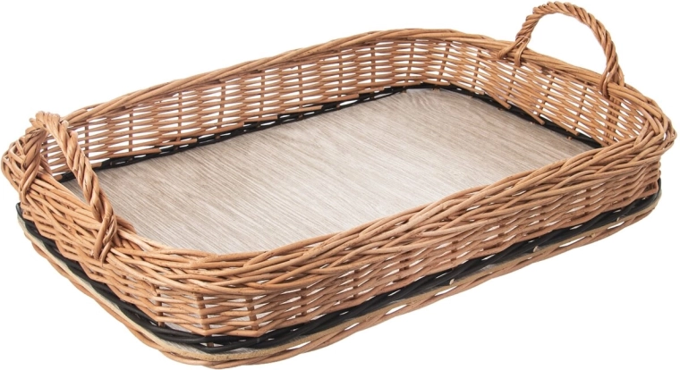 Vassoio da portata in vimini con manici 46 × 31 cm
